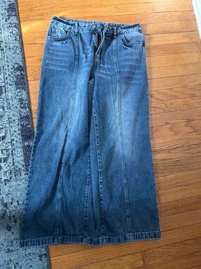 Denim Maxi Skirt in Classic Blue